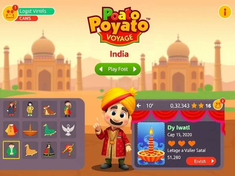 Potato Voyage India festival event screen showing Diwali celebration in the game